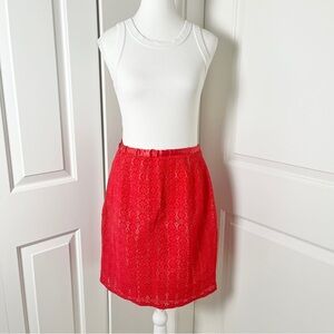 Handmade Red Lace Coquette Sheath Skirt – Romantic Retro Punk, Size 0